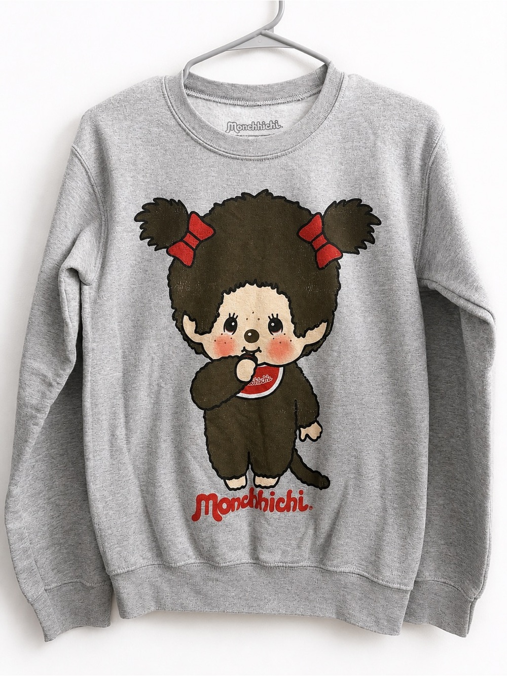 Monchhichi Gray Graphic Sweatshirt with Character Print